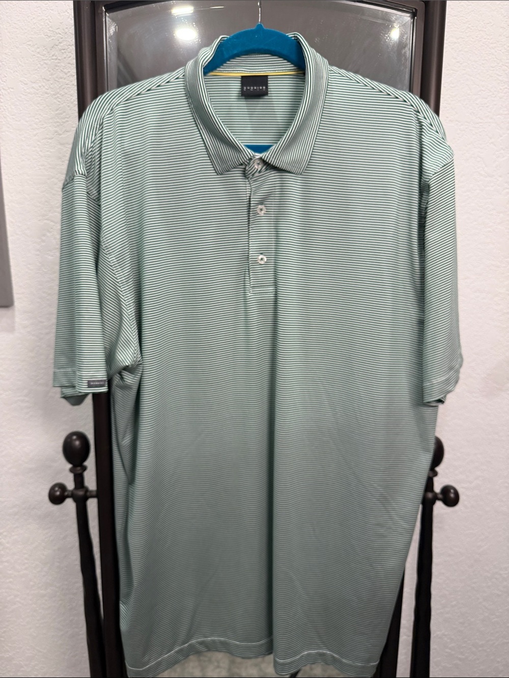 DUNNING GOLF Men's Striped Mint Polo Shirt